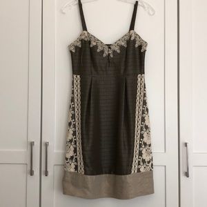 Moulinette Soeurs Green and Taupe Linen Dress